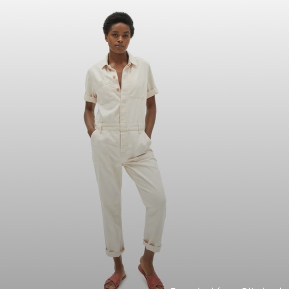 Everlane Cream Short Sleeve Coverall